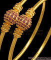 BR1884-2.6 Size Half Ball Full Ruby Stone Gold Bangles Shop Online