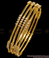 BR1888-2.8 Size Set Of Four White Stone Gold Imitation Bangle Party Wear Jewelry