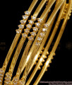 BR1888-2.8 Size Set Of Four White Stone Gold Imitation Bangle Party Wear Jewelry