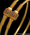 BR1920-2.8 Size One Gram Gold Bangle Multi Color Stone Round Design