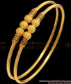 BR1923-2.10 Size One Gram Gold Bangle Meenakari Pattern Ball Design