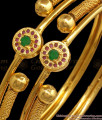 BR1924-2.6 Size Latest Ruby Green Stone Gold Imitation Bangles