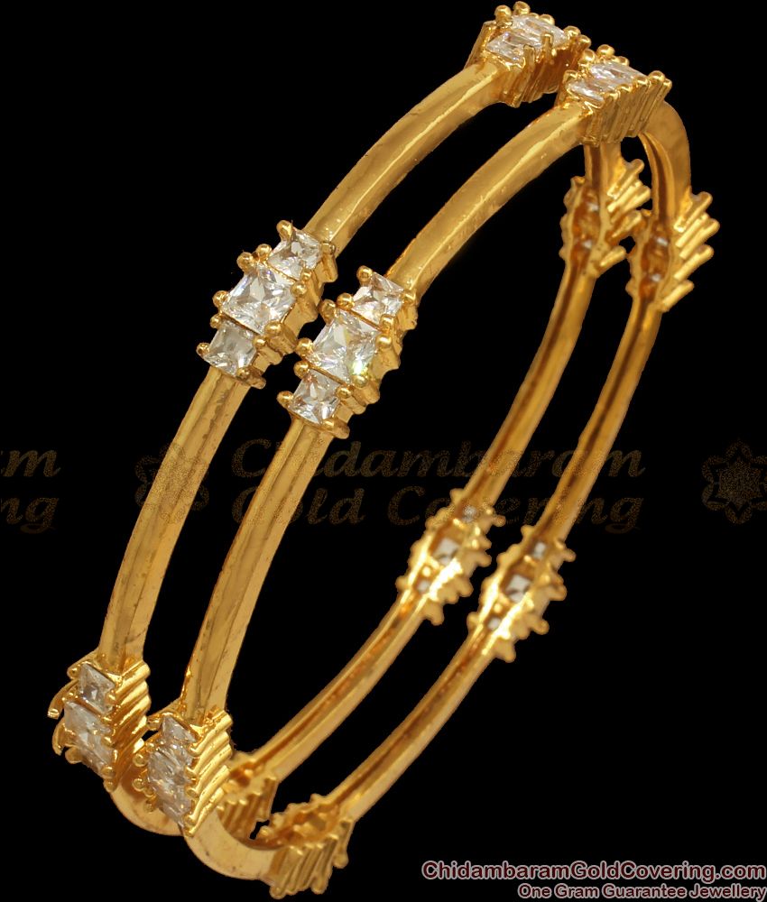 BR1941-2.8 New Arrival Gold Covering Bangles With White Stone