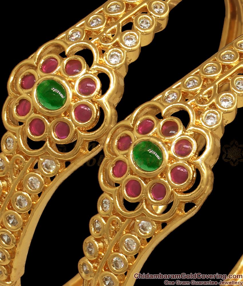 BR1943-2.6  Latest Kemp Gold Kada Bangles For Marriage