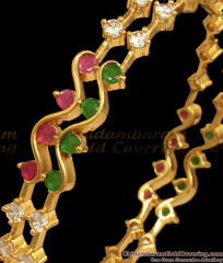 BR1944-2.6 Multi Stone Gold Plated Bangles Sleeky Design BR1944-2.6 Multi Stone Gold Plated Bangles Sleeky Design