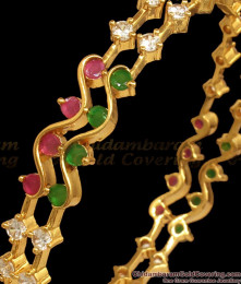 BR1944-2.8 Multi Stone Gold Plated Bangles Sleeky Design BR1944-2.8 Multi Stone Gold Plated Bangles Sleeky Design