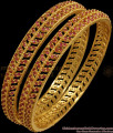 BR1947-2.6 Size Leaf Design One Gram Gold Bangle With Ruby Stone 