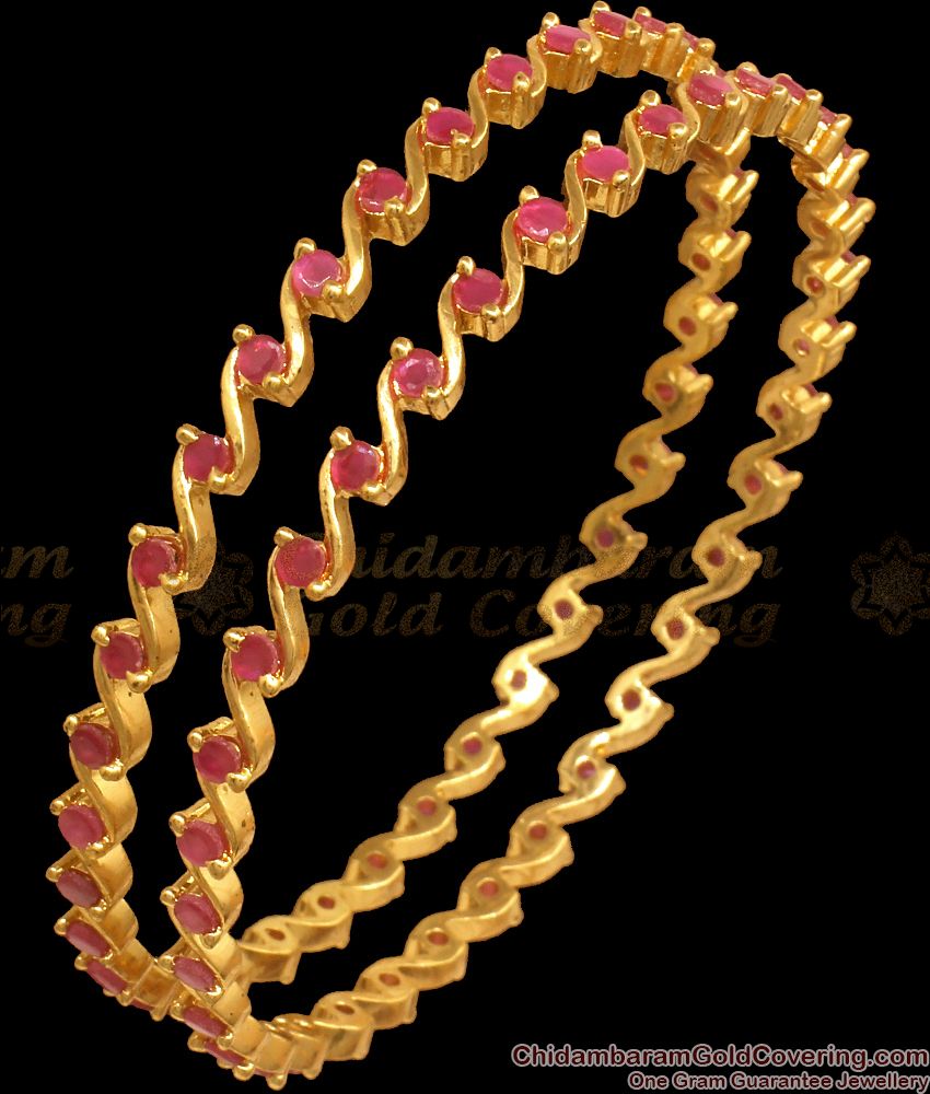 BR1949-2.4 Size Ruby Collections Gold Bangles Shop Online