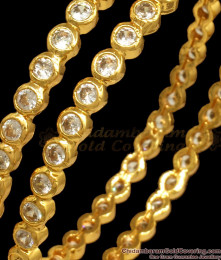 BR1952-2.4 Size Full White Stone Gold Plated Impon Bangles Shop Online
