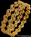 BR1954-2.4 Size Grand Gold Bangles Ruby Stone Leaf Pattern Bridal Wear