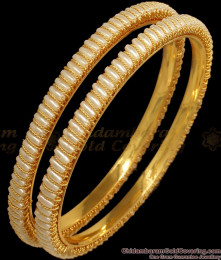 BR1955-2.8 Size Set of Two Pearl Design Gold Bangles Shop Online BR1955-2.8 Size Set of Two Pearl Design Gold Bangles Shop Online