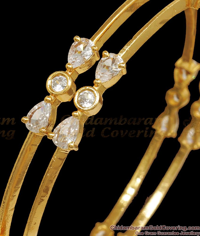 BR1967-2.4 Sparkling White Diamond Bangle Collections One Gram Gold Jewelry