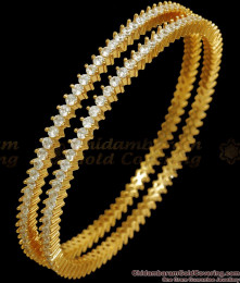 BR1968-2.4 Full White Stone Bridal Gold Bangle One Gram Gold Jewelry Collections  BR1968-2.4 Full White Stone Bridal Gold Bangle One Gram Gold Jewelry Collections