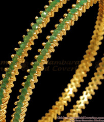 BR1969-2.6 Emerald Stone Gold Plated Bangle Collections For Function BR1969-2.6 Emerald Stone Gold Plated Bangle Collections For Function