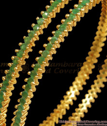 BR1969-2.10 Emerald Stone Gold Plated Bangle Collections For Function BR1969-2.10 Emerald Stone Gold Plated Bangle Collections For Function