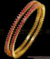 BR1970-2.6 Vibrant Full Ruby Stone 1 Gram Gold Bangle Collections Shop Online