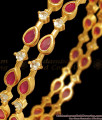 BR1973-2.8 Size One Gram Gold Bangle Stunning Ruby White Stone Design