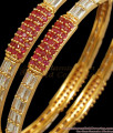 BR1974-2.6 Size CZ White Stone One Gram Gold Bangle Design Shop Online