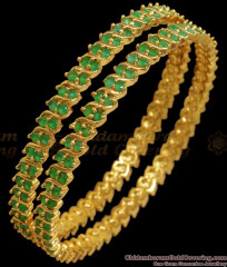 BR1975-2.8 Gorgeous Full Emerald Stone Gold Bangles Bridal Wear BR1975-2.8 Gorgeous Full Emerald Stone Gold Bangles Bridal Wear