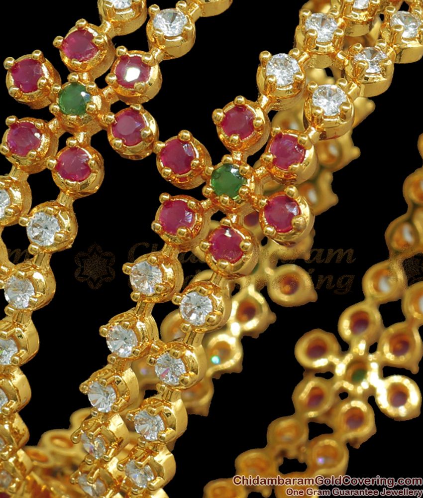BR1984-2.6 Size Grand Bridal Bangles Set Collections with Semi Precious Stones