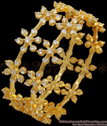 BR2009-2.4 Size Stunning One Gram Gold Bangles Semi Precious White Stones