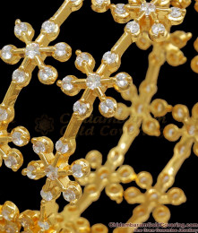 BR2009-2.4 Size Stunning One Gram Gold Bangles Semi Precious White Stones