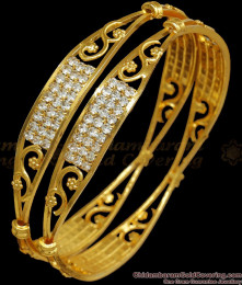BR2016-2.8 Size Beautiful One Gram Gold Bangles AD White Stone BR2016-2.8 Size Beautiful One Gram Gold Bangles AD White Stone
