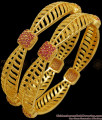 BR2019-2.6 Size One Gram Gold Bangle Leaf Design Ruby Stone Collections