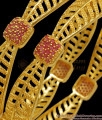 BR2019-2.6 Size One Gram Gold Bangle Leaf Design Ruby Stone Collections