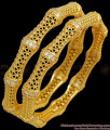 BR2021-2.8 Size Gorgeous Net Pattern Gold Plated Bangle White Stone