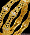 BR2021-2.8 Size Gorgeous Net Pattern Gold Plated Bangle White Stone