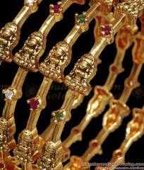 BR2031-2.4 New Arrivals Set of Four Gold Antique Bangle Lakshmi Design BR2031-2.4 New Arrivals Set of Four Gold Antique Bangle Lakshmi Design