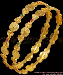 BR2035-2.8 Size One Gram Gold Bangles Lakshmi Kasu Design BR2035-2.8 Size One Gram Gold Bangles Lakshmi Kasu Design