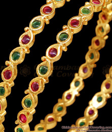 BR2054-2.10 Size Premium Kemp Stone Gold Bangles Design For Women