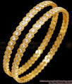 BR2058-2.4 Size Real Impon Gold Bangle White Stone Collection