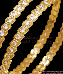 BR2058-2.10 Size Real Impon Gold Bangle White Stone Collection