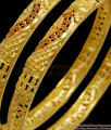 BR2091-2.6 Set Of Two Forming Gold Bangles Enamel Pattern Bridal Wear