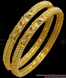 BR2092-2.8 Size Ruby Stone Forming Bangles 2 Gram Jewelry