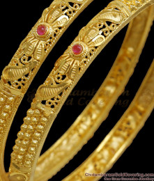 BR2092-2.10 Size Ruby Stone Forming Bangles 2 Gram Jewelry