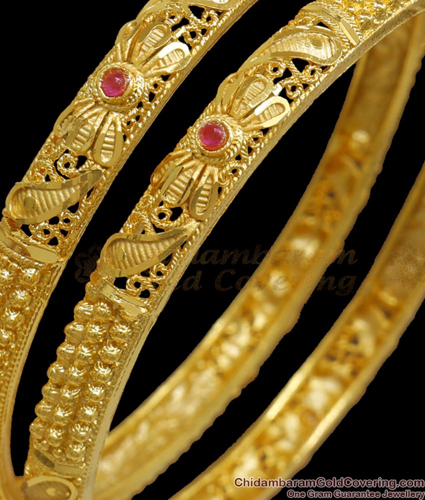 BR2092-2.4 Size Ruby Stone Forming Bangles 2 Gram Jewelry