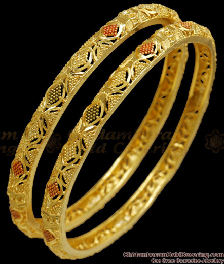 Gold Plated Plain Design Bangles, Chidambaram Gold Covering Regular ...