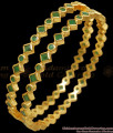 BR2107-2.4 Size  Grand Kemp Green Stone Bangles Gold Plated Jewelry