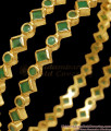 BR2107-2.10 Size Grand Kemp Green Stone Bangles Gold Plated Jewelry