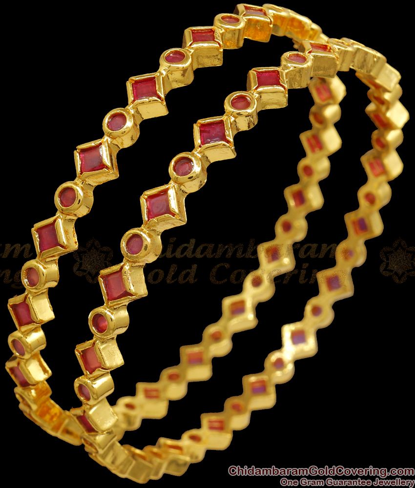 BR2108-2.4 Size Premium Kemp Stone Gold Plated Bangles Shop Online