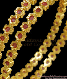 BR2109-2.8 Size Floral Ruby Stone Gold Bangles Party Wear Collections BR2109-2.8 Size Floral Ruby Stone Gold Bangles Party Wear Collections