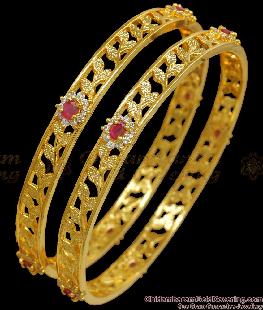 BR2110-2.4 Size One Gram Gold Bangle Zircon Stone Collections