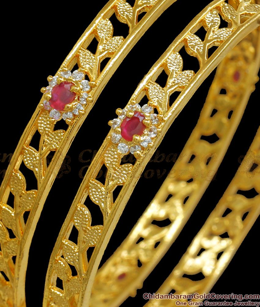 BR2110-2.4 Size One Gram Gold Bangle Zircon Stone Collections