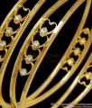 BR2119-2.10 Size One Gram Gold Bangle Heart Design With White Stones