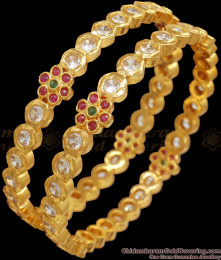 BR2126-2.6 Size Grand Floral Impon Bangles Ad Stone Collections