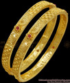 BR2128-2.10 Size Latest Two Gram Gold Bangle Ruby Stone Collections